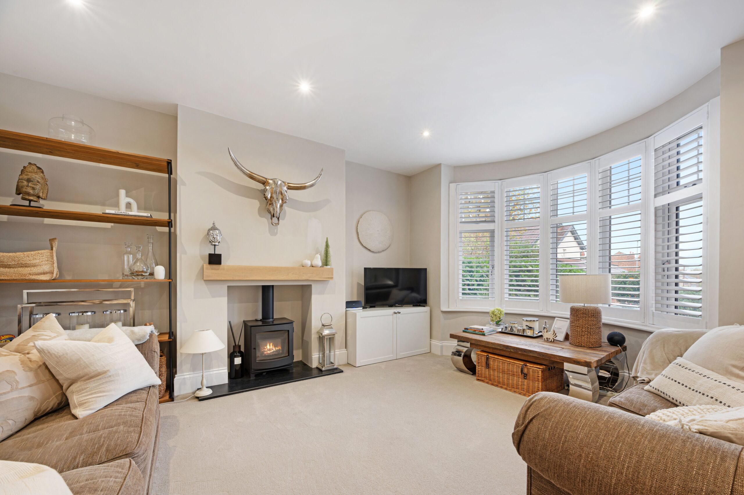 A retired families living room showing their soft furnishing that's featuring insulation in their retrofitted home